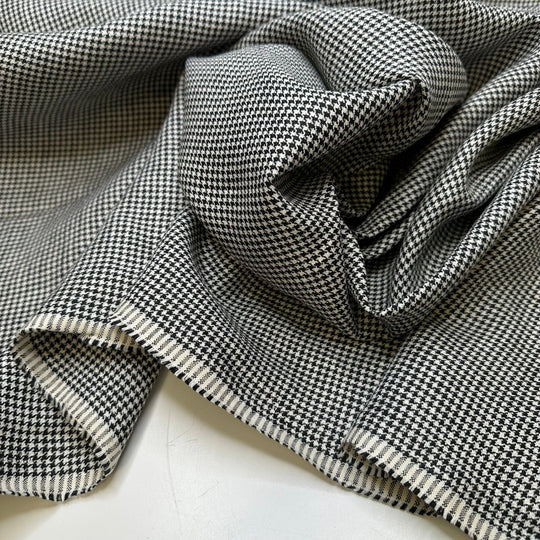 Uptown Girl - Cotton Blend Woven - White/Black Houndstooth - 2M Bundle - True Deadstock fabric Fabric by private - Sustainable Textile | FABCYCLE