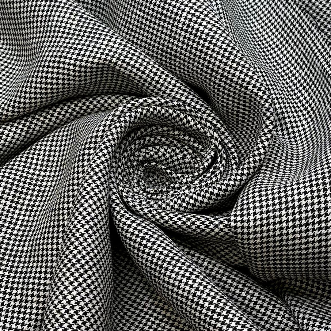 Uptown Girl - Cotton Blend Woven - White/Black Houndstooth - 2M Bundle - True Deadstock fabric Fabric by private - Sustainable Textile | FABCYCLE