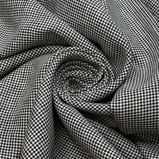 Uptown Girl - Cotton Blend Woven - White/Black Houndstooth - 2M Bundle - True Deadstock fabric Fabric by private - Sustainable Textile | FABCYCLE