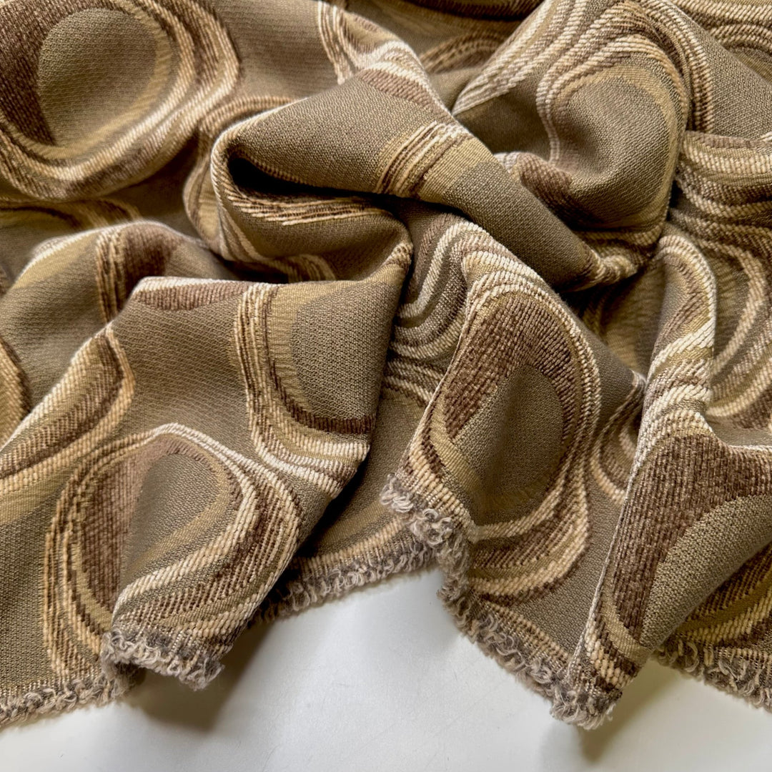 Use A Coaster Please - Cotton Blend Woven - Beige/Grey Geometric - 1M Bundle - True Deadstock fabric Fabric by private - Sustainable Textile | FABCYCLE