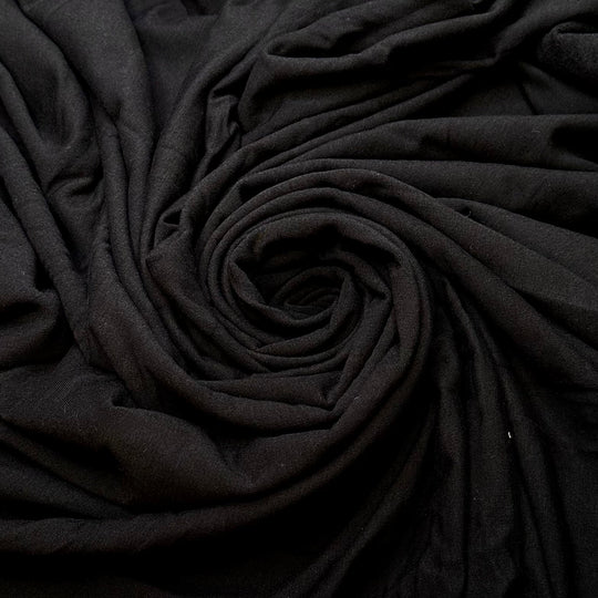 Used The Wrong Interfacing Weight - Jersey Fleece Bamboo Blend Knit - Black - 1.6M Bundle - True Deadstock fabric Fabric by private - Sustainable Textile | FABCYCLE