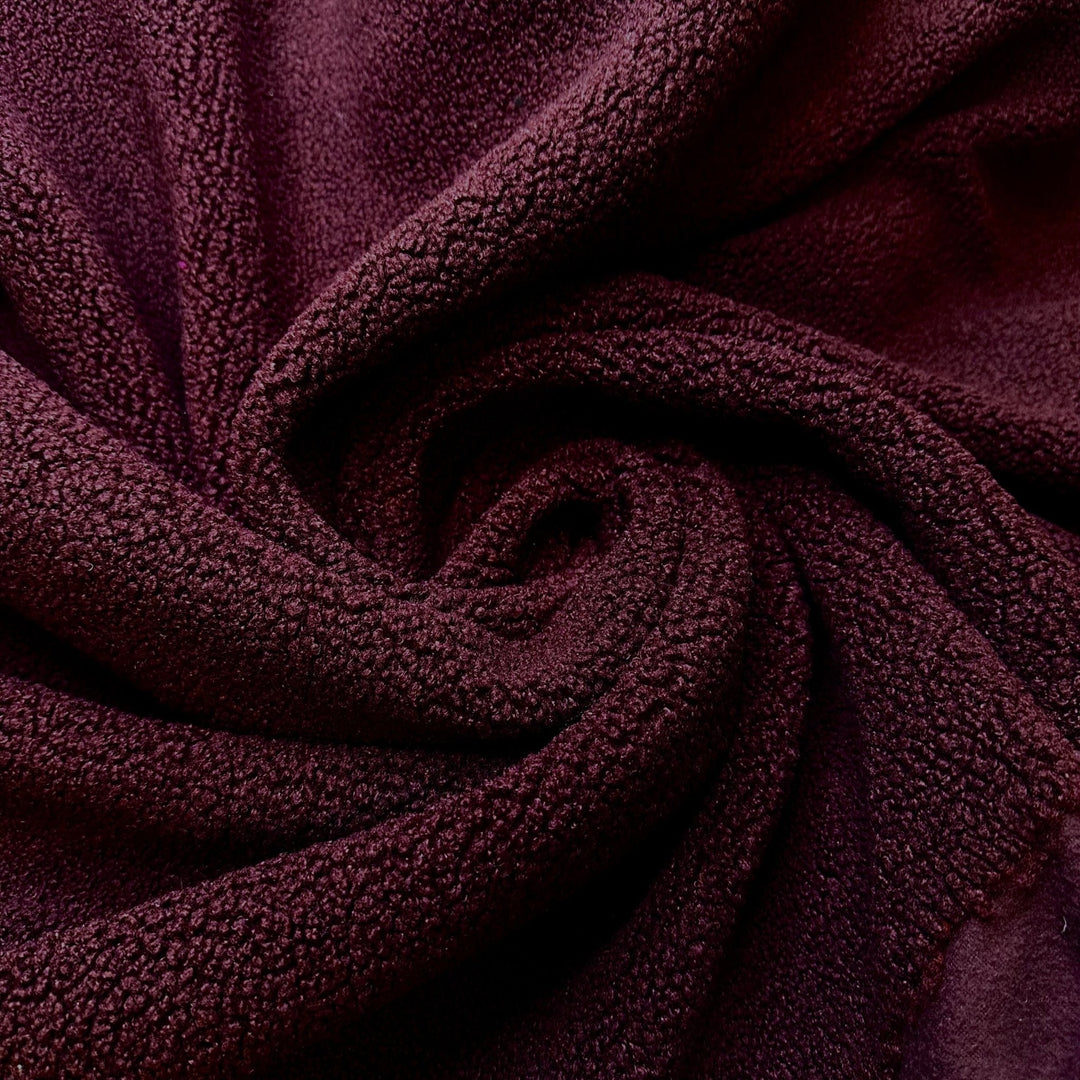 Using A Compass - Fleece Polyester Blend Knit - Black/Burgundy - 1.4M Bundle - True Deadstock fabric Fabric by private - Sustainable Textile | FABCYCLE