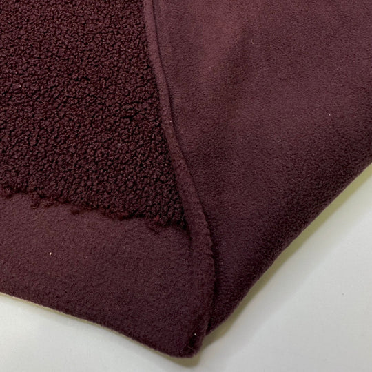 Using A Compass - Fleece Polyester Blend Knit - Black/Burgundy - 1.4M Bundle - True Deadstock fabric Fabric by private - Sustainable Textile | FABCYCLE