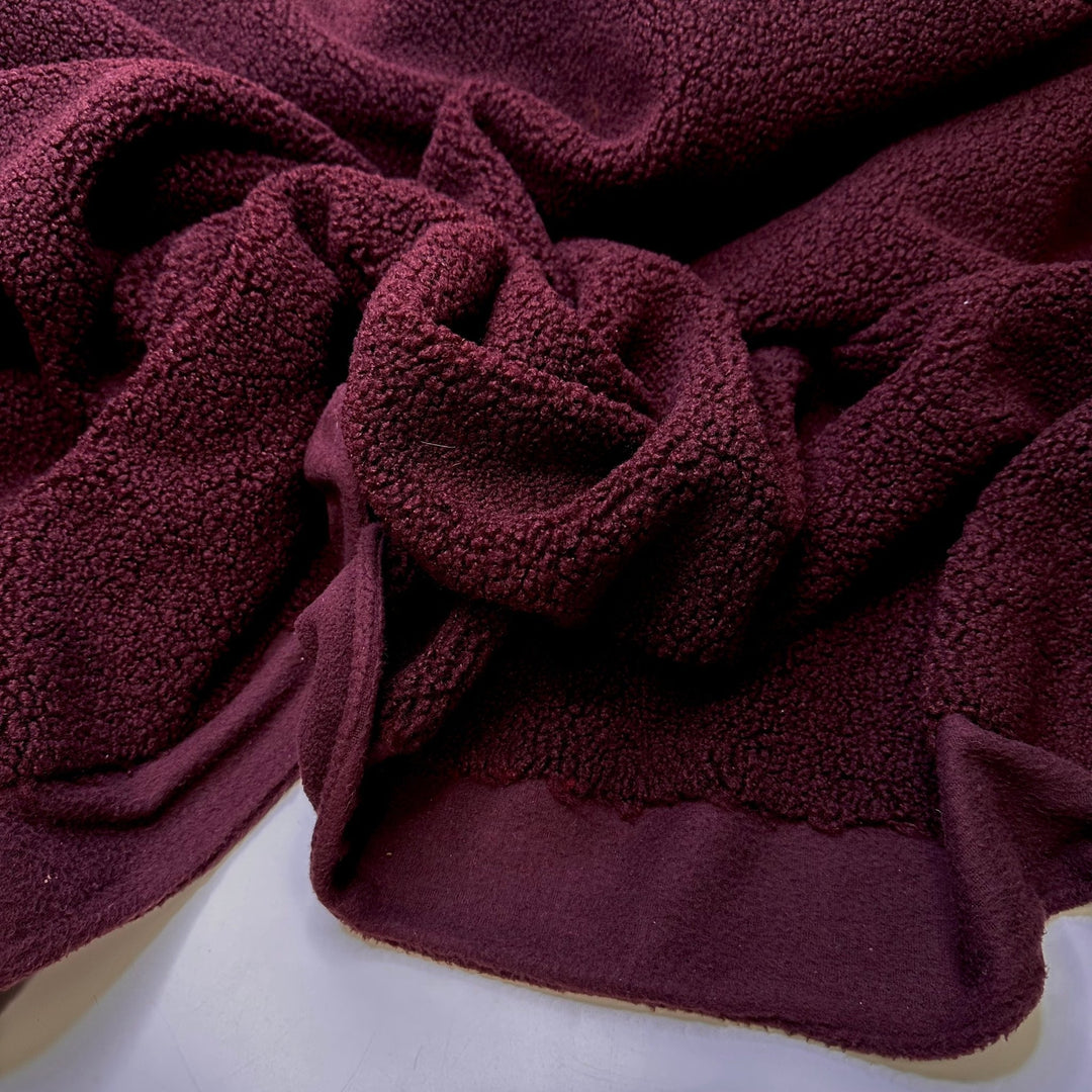 Using A Compass - Fleece Polyester Blend Knit - Black/Burgundy - 1.4M Bundle - True Deadstock fabric Fabric by private - Sustainable Textile | FABCYCLE