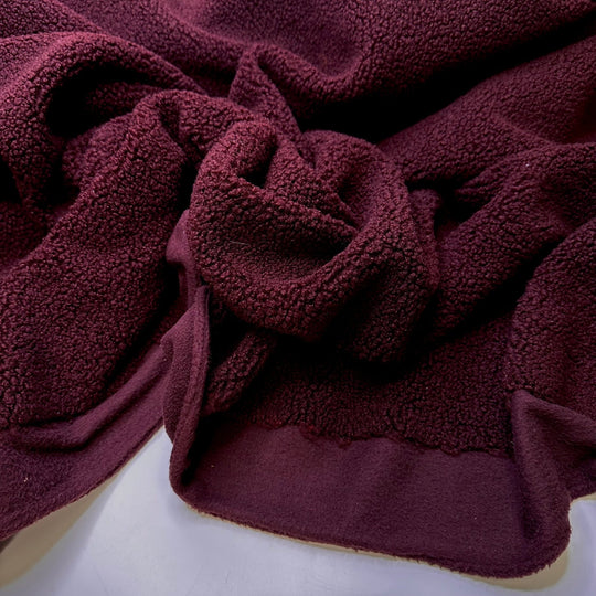 Using A Compass - Fleece Polyester Blend Knit - Black/Burgundy - 1.4M Bundle - True Deadstock fabric Fabric by private - Sustainable Textile | FABCYCLE