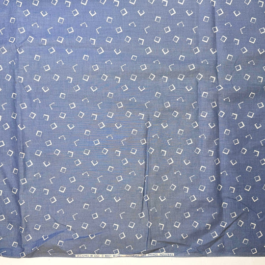 Using Every Scrap Of Fabric - Cotton Woven - White/Blue Geometric - 2M Bundle - True Deadstock fabric Fabric by private - Sustainable Textile | FABCYCLE