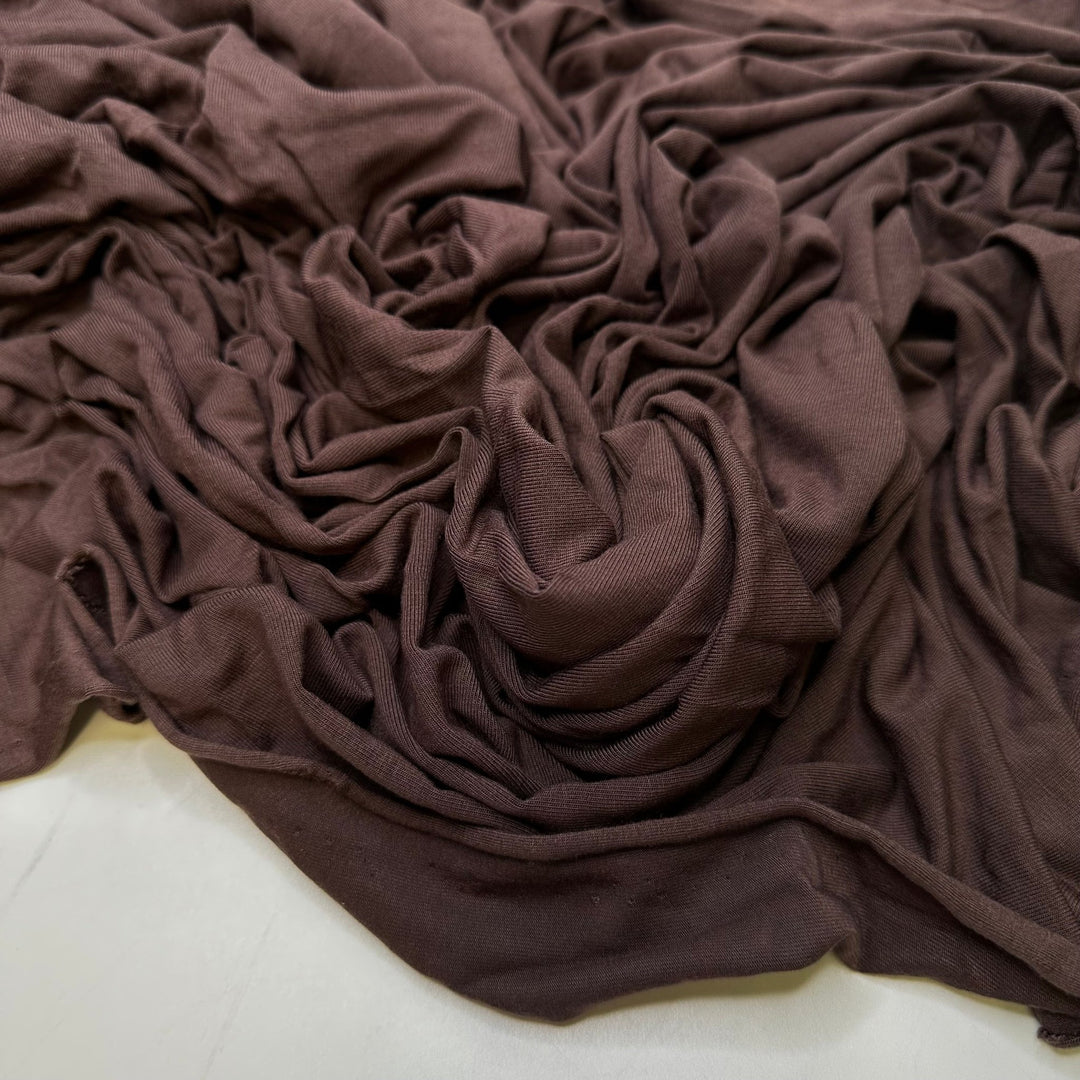 Using The Wrong Tension - Jersey Bamboo Blend Knit - Brown - 1.5M Bundle - True Deadstock fabric Fabric by private - Sustainable Textile | FABCYCLE