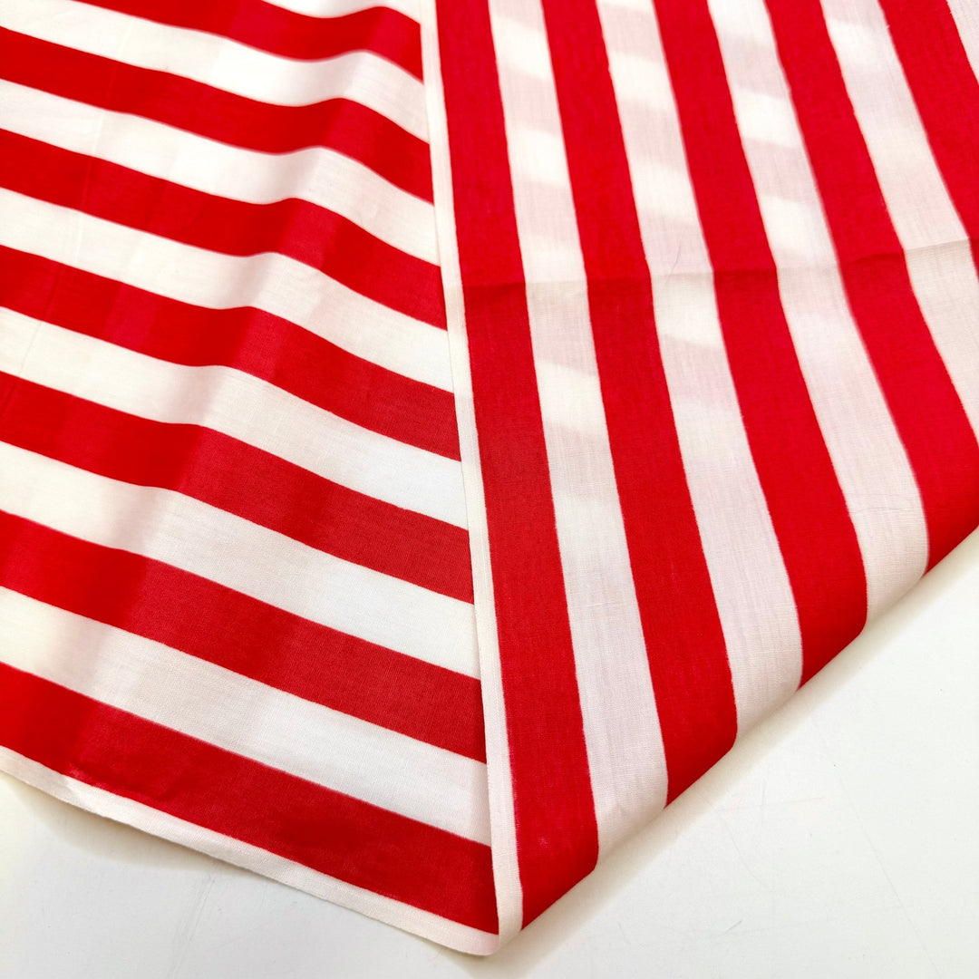 Vacation Homestead - Vintage Cotton Woven - Red/White Stripes - 1.95M Bundle - True Deadstock fabric Fabric by private - Sustainable Textile | FABCYCLE