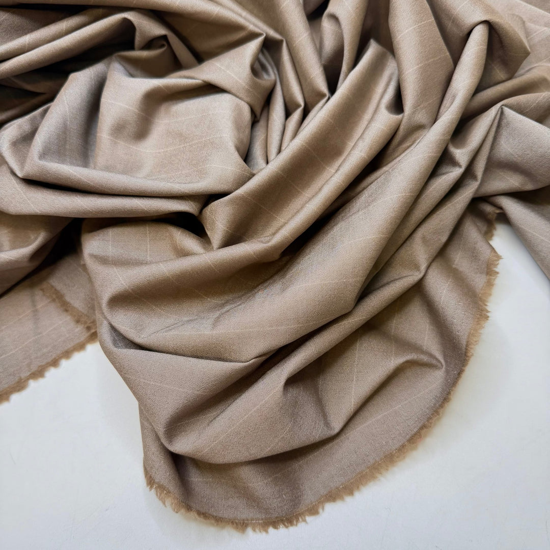Vanilla Moonstone - Pinstripe Silk Blend Woven - Light Beige/Gold Pinstripe - 1.3M Bundle - True Deadstock fabric Fabric by private - Sustainable Textile | FABCYCLE