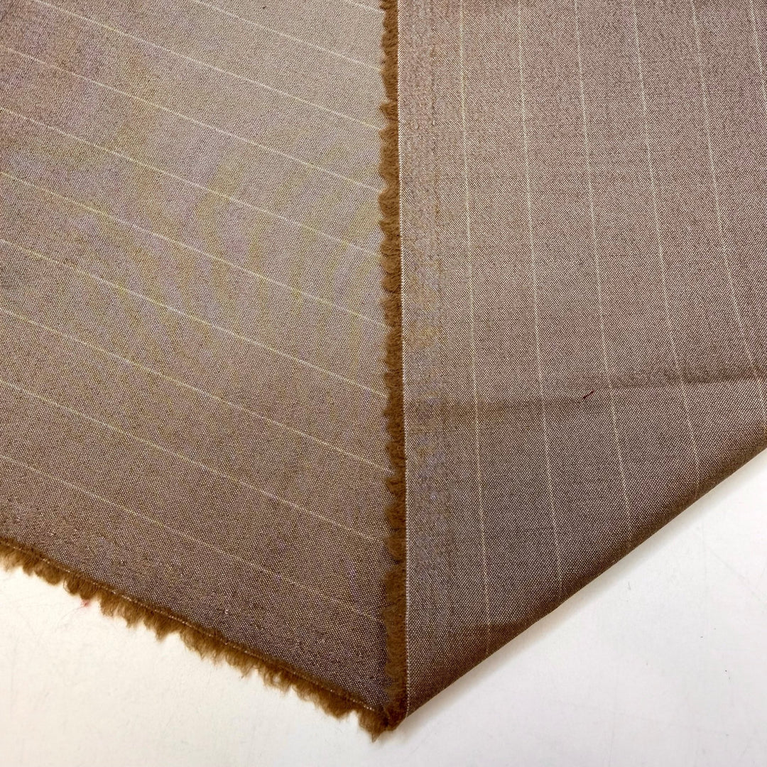 Vanilla Moonstone - Pinstripe Silk Blend Woven - Light Beige/Gold Pinstripe - 1.3M Bundle - True Deadstock fabric Fabric by private - Sustainable Textile | FABCYCLE