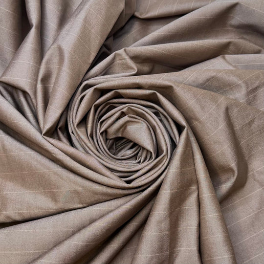 Vanilla Moonstone - Pinstripe Silk Blend Woven - Light Beige/Gold Pinstripe - 1.3M Bundle - True Deadstock fabric Fabric by private - Sustainable Textile | FABCYCLE