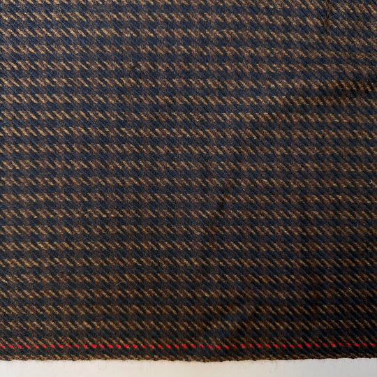 Velvet Onyx Charm - Made In England Houndstooth Wool Woven - Navy/Brown Houndstooth - 4.5M Bundle - True Deadstock fabric Fabric by private - Sustainable Textile | FABCYCLE