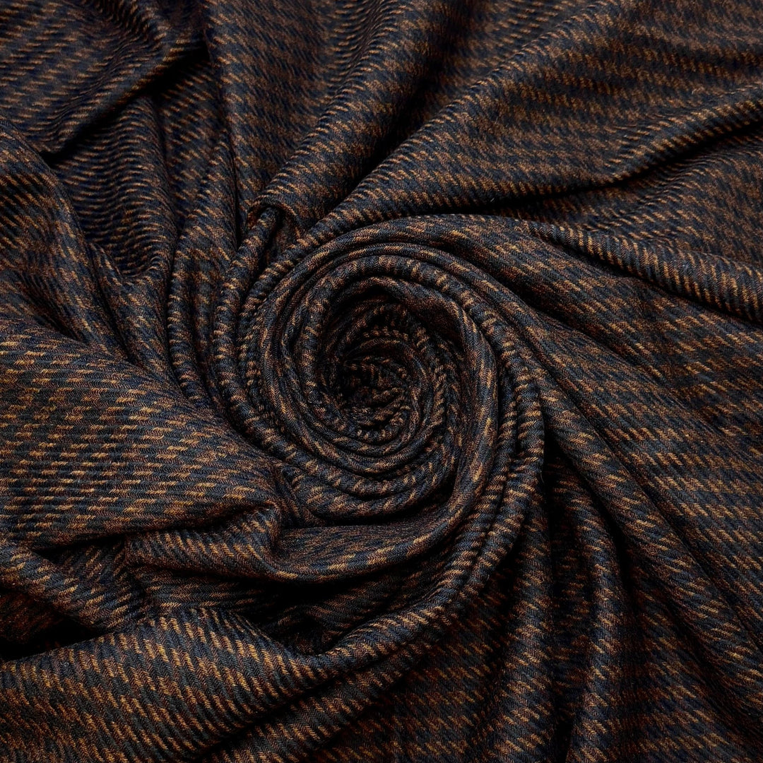 Velvet Onyx Charm - Made In England Houndstooth Wool Woven - Navy/Brown Houndstooth - 4.5M Bundle - True Deadstock fabric Fabric by private - Sustainable Textile | FABCYCLE