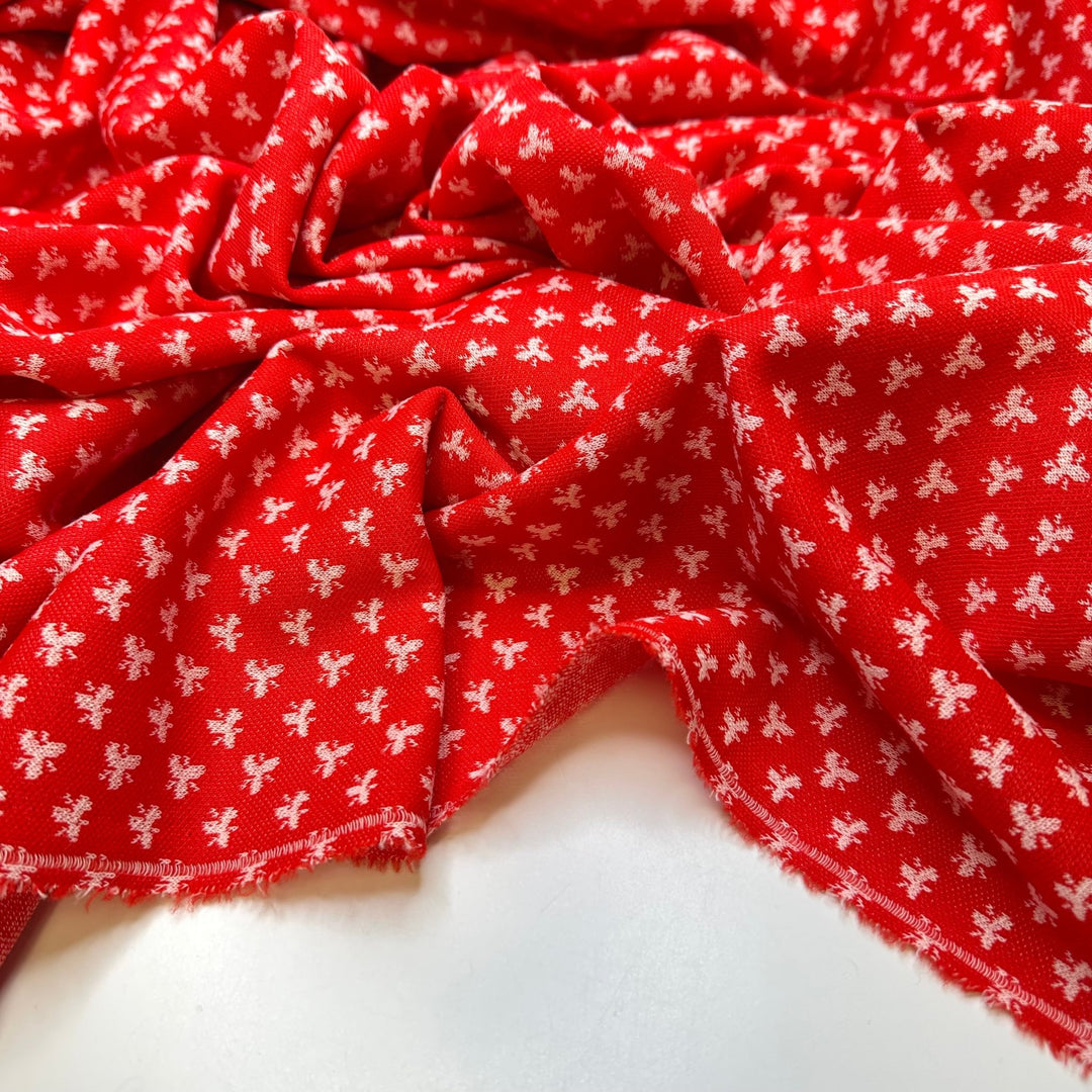 Very Canadian - Interlock Acrylic Blend Knit - Red/White Geometric - 1.85M Bundle - True Deadstock fabric Fabric by private - Sustainable Textile | FABCYCLE
