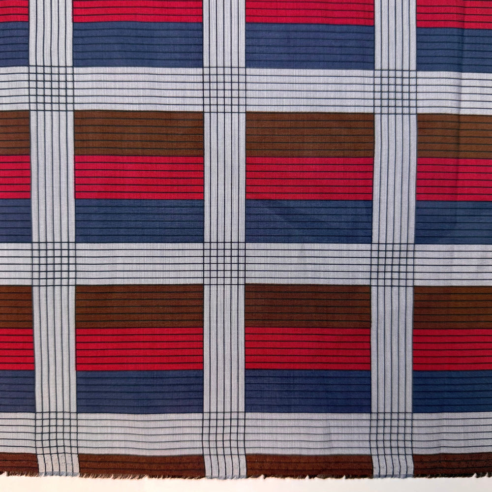 VHS Collection - Polyester Blend Woven - Grey/Navy Red Brown Plaid - 3M Bundle - True Deadstock fabric Fabric by private - Sustainable Textile | FABCYCLE