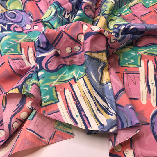 VHS - Vintage Poly/Cotton Woven - Multi Abstract - 0.6M Bundle - True Deadstock fabric Fabric by private - Sustainable Textile | FABCYCLE