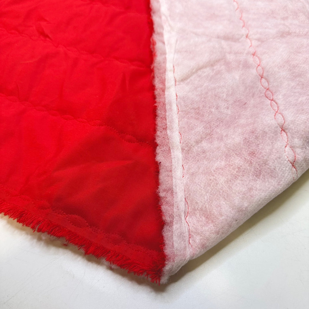 Vintage Puffer Jackets - Quilted Top Polyester Blend Woven - Red - 2.75M Bundle - True Deadstock fabric Fabric by private - Sustainable Textile | FABCYCLE