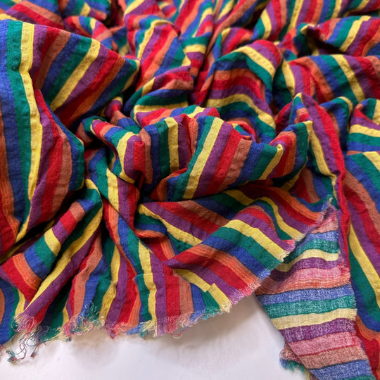 Visiting A Botanical Garden - Cotton Woven - Multi Stripes - 0.95M Bundle - True Deadstock fabric Fabric by private - Sustainable Textile | FABCYCLE