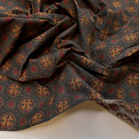 Visiting A Castle - Poly/Cotton Woven - Dark Grey Multi Floral - 1.8M Bundle - True Deadstock fabric Fabric by private - Sustainable Textile | FABCYCLE