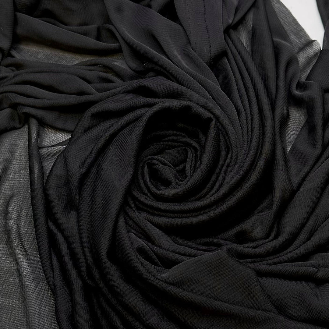 Walking Foot - Mesh Poly/Spandex Knit - Black - 2.6M Bundle - True Deadstock fabric Fabric by private - Sustainable Textile | FABCYCLE