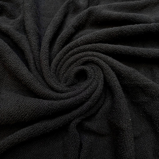 Walking Through The Woods - Terry Cotton Blend Knit - Black - 1.5M Bundle - True Deadstock fabric Fabric by private - Sustainable Textile | FABCYCLE