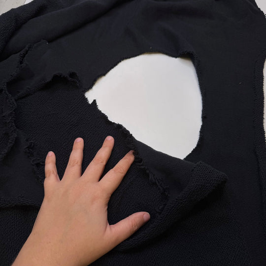 Walking Through The Woods - Terry Cotton Blend Knit - Black - 1.5M Bundle - True Deadstock fabric Fabric by private - Sustainable Textile | FABCYCLE