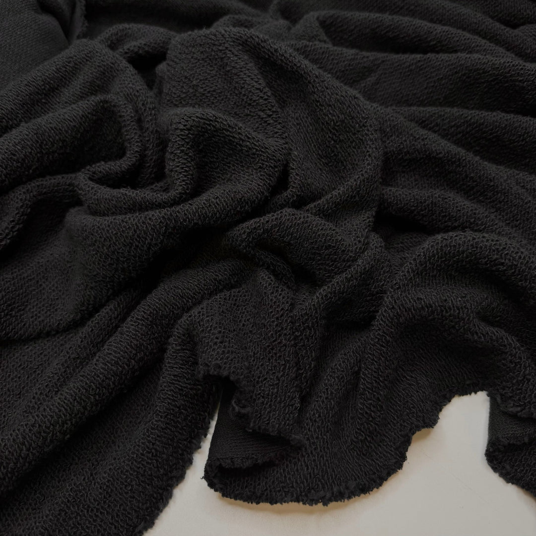 Walking Through The Woods - Terry Cotton Blend Knit - Black - 1.5M Bundle - True Deadstock fabric Fabric by private - Sustainable Textile | FABCYCLE
