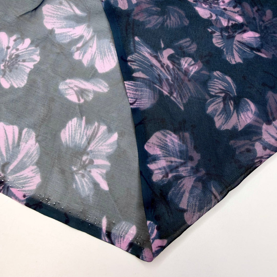 Wallflower No More - Chiffon Poly Woven - Pink/Teal Floral - 1.7M Bundle - True Deadstock fabric Fabric by private - Sustainable Textile | FABCYCLE