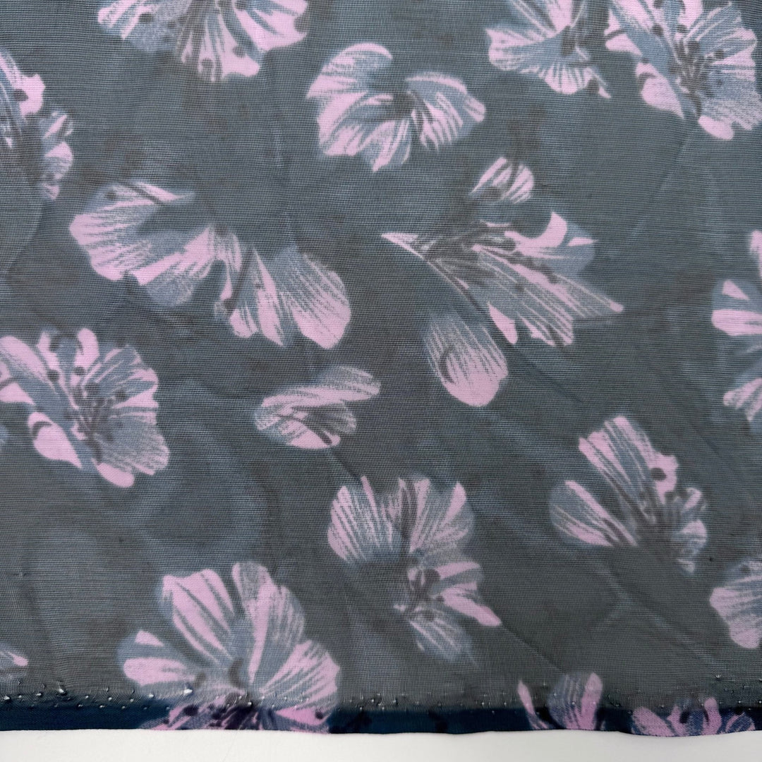 Wallflower No More - Chiffon Poly Woven - Pink/Teal Floral - 1.7M Bundle - True Deadstock fabric Fabric by private - Sustainable Textile | FABCYCLE