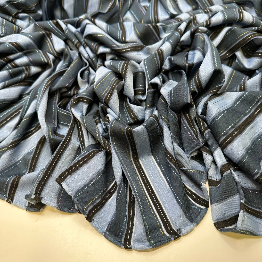 Wallpaper Ribbon - Jersey Poly/Spandex Knit - Navy/Blue Stripes - 1.7M Bundle - True Deadstock fabric Fabric by private - Sustainable Textile | FABCYCLE