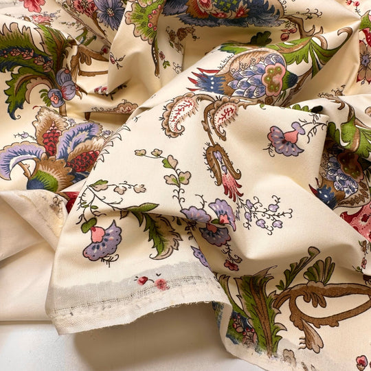 Wallpaper Underneath The Wallpaper - Water Resistant Poly/PU Woven - Cream Multi Floral - 2M Bundle - True Deadstock fabric Fabric by private - Sustainable Textile | FABCYCLE