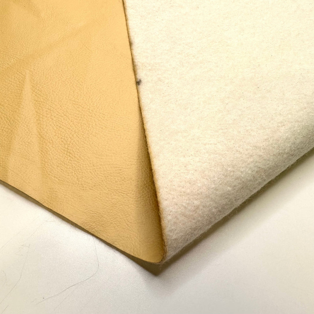 Warm Fuzzy - Pleather Polyester Backing PU/Poly Woven - Light Butter Yellow - 1.6M Bundle - True Deadstock fabric Fabric by private - Sustainable Textile | FABCYCLE