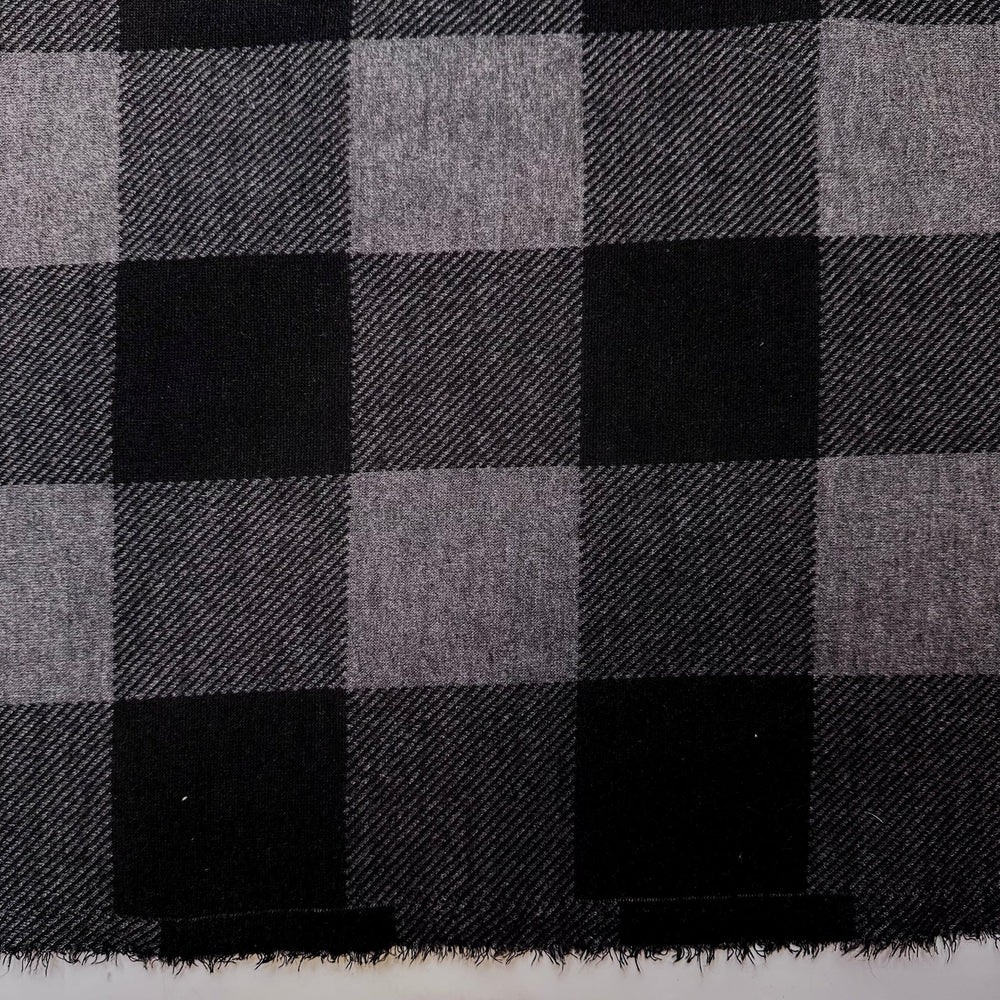 Warm Smile - Cotton Blend Knit - Black/Grey Plaid - 3M Bundle - True Deadstock fabric Fabric by private - Sustainable Textile | FABCYCLE