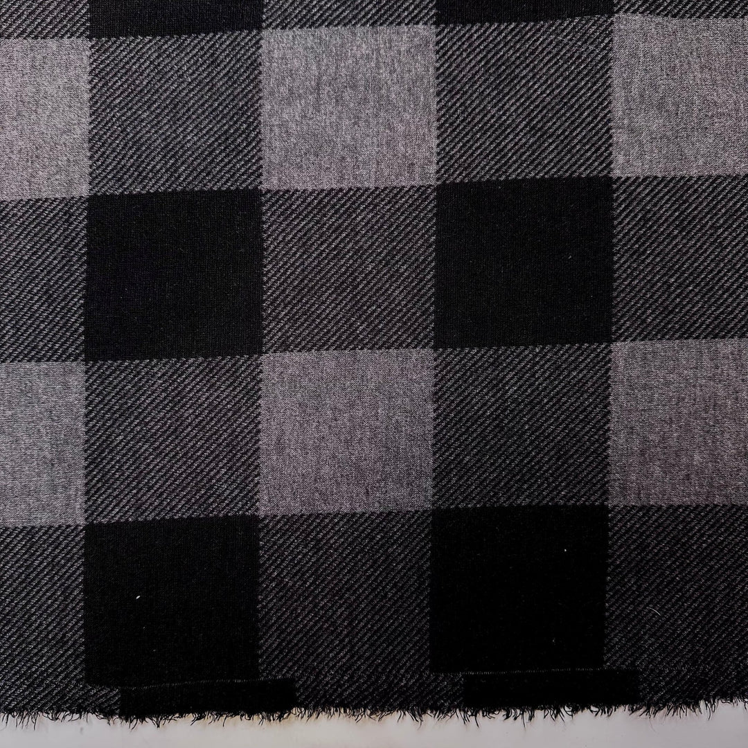 Warm Smile - Cotton Blend Knit - Black/Grey Plaid - 3M Bundle - True Deadstock fabric Fabric by private - Sustainable Textile | FABCYCLE