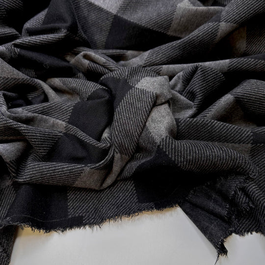 Warm Smile - Cotton Blend Knit - Black/Grey Plaid - 3M Bundle - True Deadstock fabric Fabric by private - Sustainable Textile | FABCYCLE
