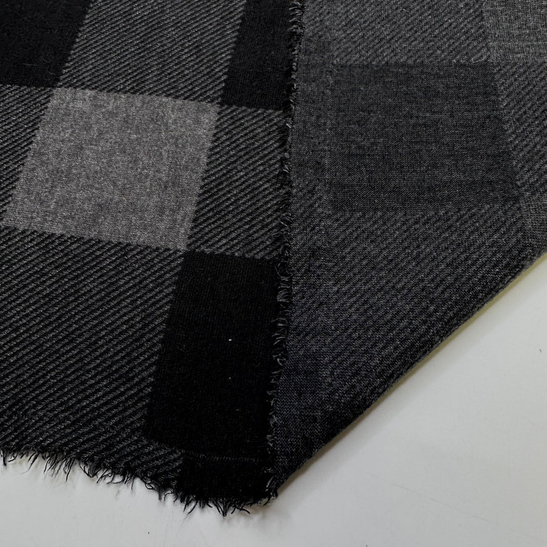 Warm Smile - Cotton Blend Knit - Black/Grey Plaid - 3M Bundle - True Deadstock fabric Fabric by private - Sustainable Textile | FABCYCLE