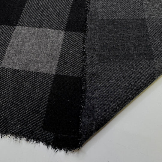 Warm Smile - Cotton Blend Knit - Black/Grey Plaid - 3M Bundle - True Deadstock fabric Fabric by private - Sustainable Textile | FABCYCLE