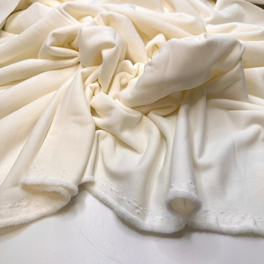 Warm Vanilla Latte - Jersey Fleece Polyester Blend Knit - White - Bundles - True Deadstock fabric Fabric by private - Sustainable Textile | FABCYCLE