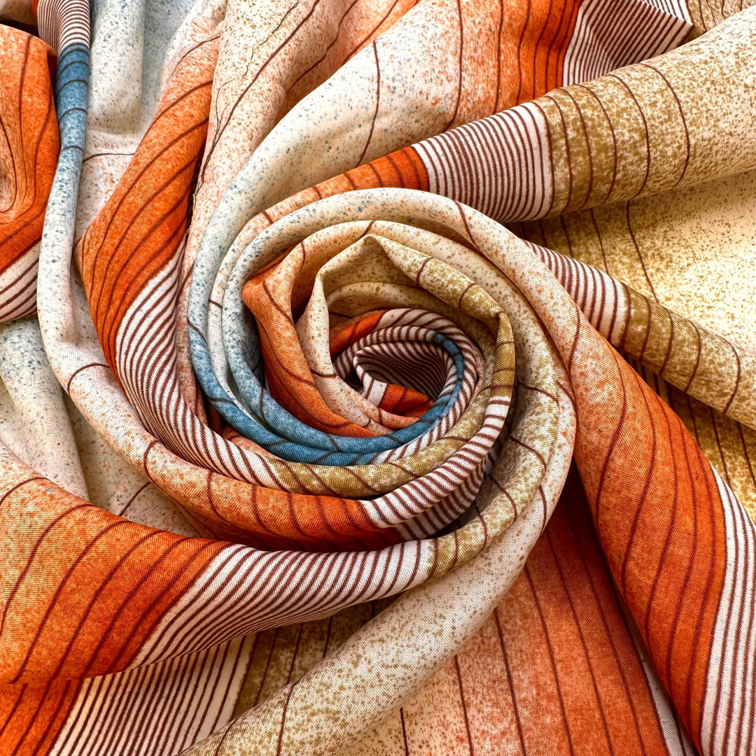 Washed Up On The Beach - Polyester Blend Woven - Beige Multi Stripes - 1.55M Bundle - True Deadstock fabric Fabric by private - Sustainable Textile | FABCYCLE