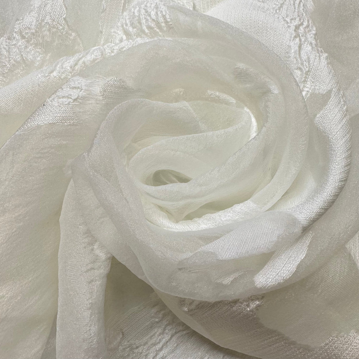 Watching The Clouds Roll By - Crinkle Organza Poly Woven - White Abstract - Bundles - True Deadstock fabric Fabric by private - Sustainable Textile | FABCYCLE