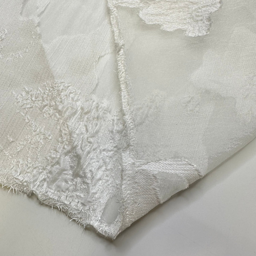 Watching The Clouds Roll By - Crinkle Organza Poly Woven - White Abstract - Bundles - True Deadstock fabric Fabric by private - Sustainable Textile | FABCYCLE