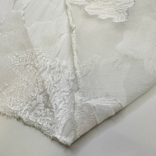 Watching The Clouds Roll By - Crinkle Organza Poly Woven - White Abstract - Bundles - True Deadstock fabric Fabric by private - Sustainable Textile | FABCYCLE