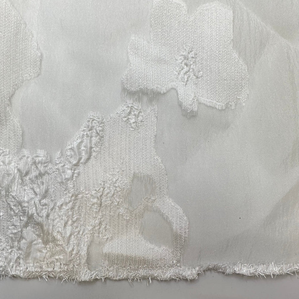 Watching The Clouds Roll By - Crinkle Organza Poly Woven - White Abstract - Bundles - True Deadstock fabric Fabric by private - Sustainable Textile | FABCYCLE