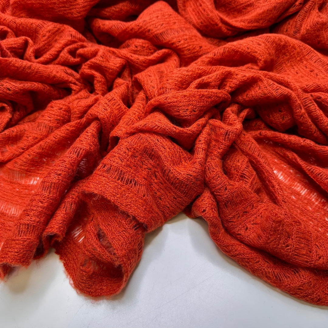 Watching The Sunset - Wool Blend Knit - Dark Orange - 2.75M Bundle - True Deadstock fabric Fabric by private - Sustainable Textile | FABCYCLE