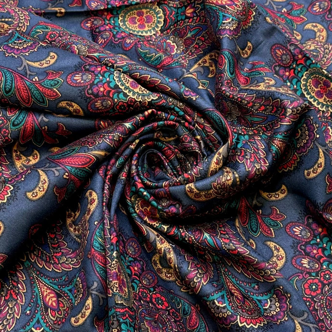 Water Flora - Cotton Woven - Navy Multi Paisley - 0.5M Bundle - True Deadstock fabric Fabric by private - Sustainable Textile | FABCYCLE