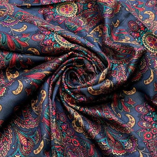 Water Flora - Cotton Woven - Navy Multi Paisley - 0.5M Bundle - True Deadstock fabric Fabric by private - Sustainable Textile | FABCYCLE