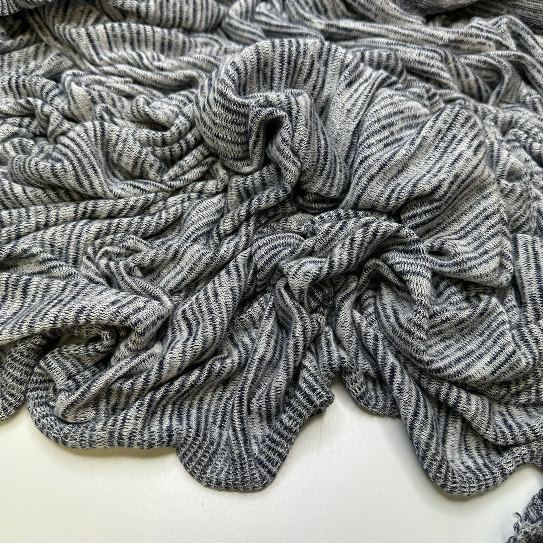 Water Purifying Tablets - Rib Knit Cotton Blend Knit - White/Grey - 2.75M Bundle - True Deadstock fabric Fabric by private - Sustainable Textile | FABCYCLE