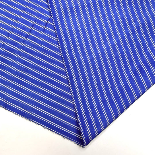 Waves On The Open Sea - Polyester Blend Woven - White/Blue Geometric - 2M Bundle - True Deadstock fabric Fabric by private - Sustainable Textile | FABCYCLE
