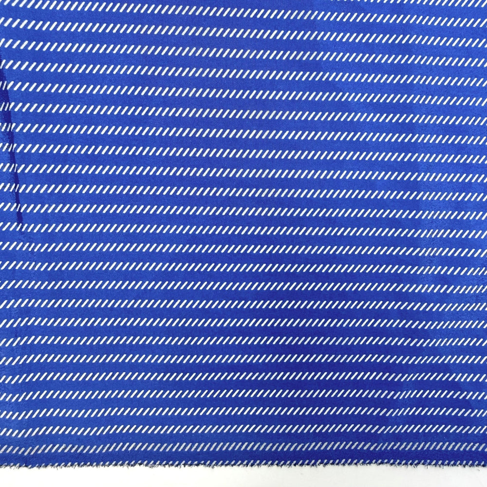 Waves On The Open Sea - Polyester Blend Woven - White/Blue Geometric - 2M Bundle - True Deadstock fabric Fabric by private - Sustainable Textile | FABCYCLE