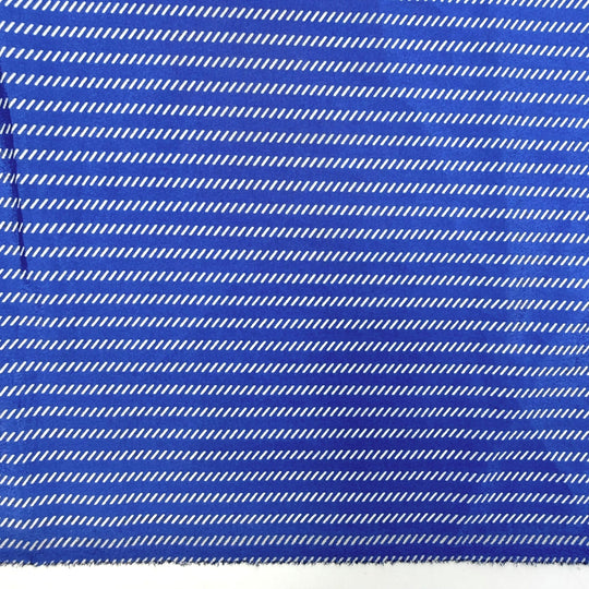 Waves On The Open Sea - Polyester Blend Woven - White/Blue Geometric - 2M Bundle - True Deadstock fabric Fabric by private - Sustainable Textile | FABCYCLE